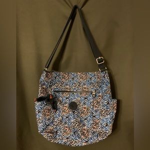 Kipling Blue and Black Floral Crossbody Bag